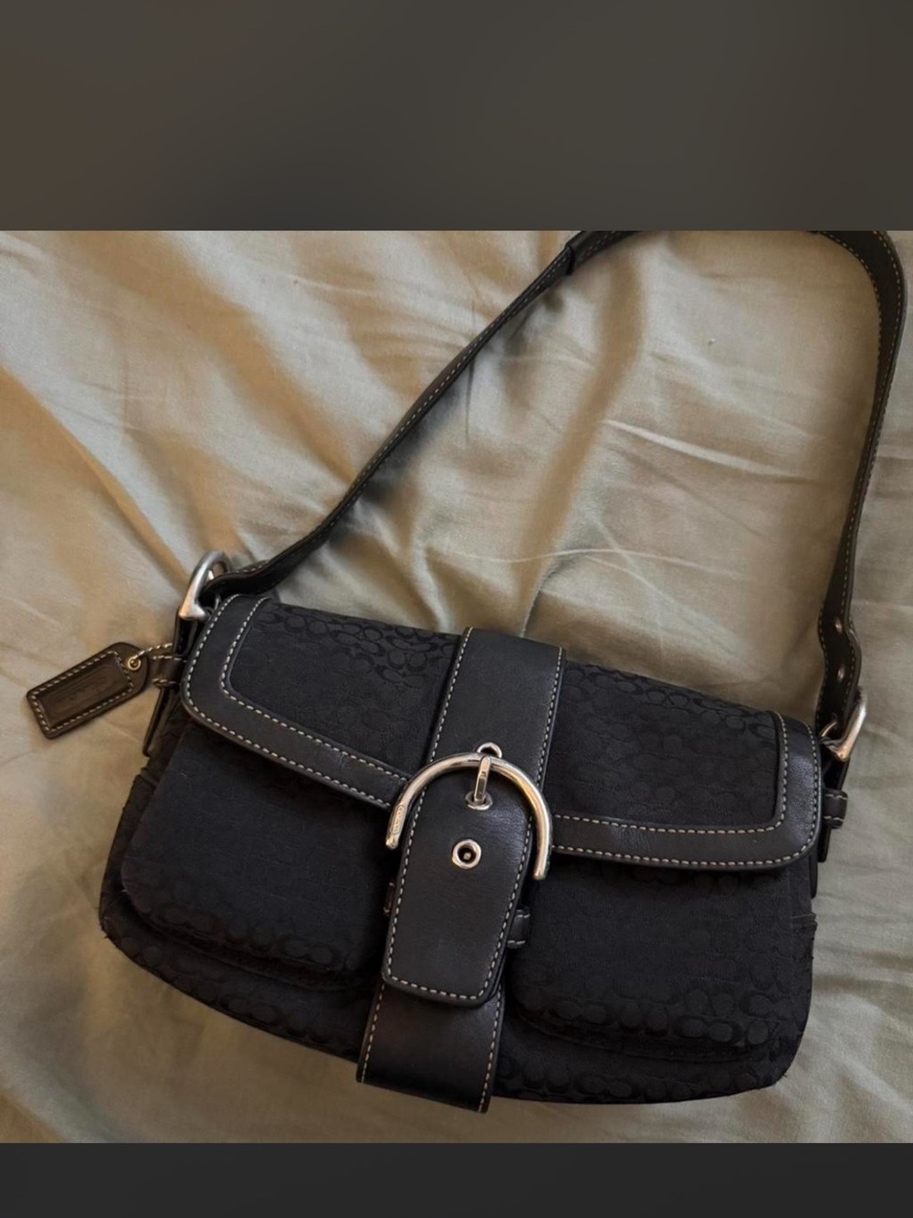 Coach Jacquard Women's Shoulder Bag with Buckle Accent